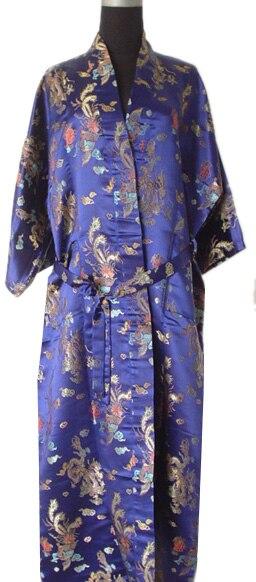 Free Shipping!Chinese Men's Silk Satin Bath Gown Nightgown Yukata Kaftan Robe Gown With Belt S M L XL XXL XXXL Dragon MR001
