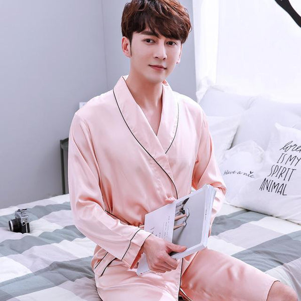 2019 summer mens kimono robe embroidery bath gown faux silk bathrobe nightgown sleepwear hombre pijama
