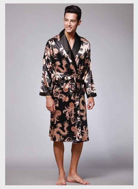 Top Grade Burgundy Male Silk Kimono Kaftan Robe Gown Chinese Men's Rayon Nightwear Nightgown Loose leisure Bathrobe Sleepwear