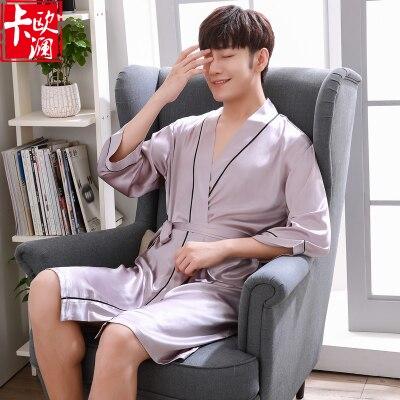 Women's Robes kimono Silk Sleepwear Men Women Lounge Nightgown Bathrobe