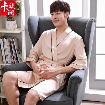 Women's Robes kimono Silk Sleepwear Men Women Lounge Nightgown Bathrobe