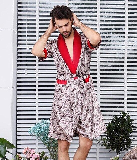 Luxury Designer Men's Silk Kimono Robe Plus 5XL Short Sleeve Sleepwear Bathrobe Oversized Satin Nightgown Summer Home Clothing