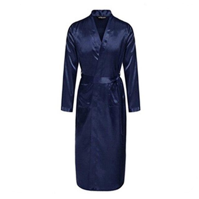 Men's Silk Satin Bathrobe Robe Long Solid Silk Pajamas Men Silk Nightgown Sleepwear kimono homme Dressing Gown