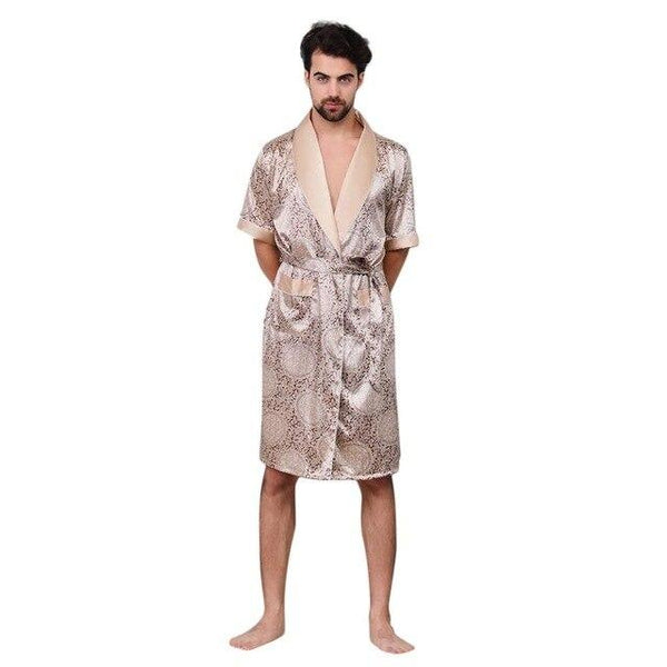 Men's Simulation Silk Pajama Set Men Pajamas Sleepwear Men Sexy Modern Style Soft Cozy Satin Nightgown Men Summer Thin Set 2 PCS
