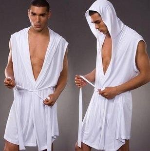Summer Dress Erotic Bath Robe Men Sexy Pajamas Sleepwear Silk Pijama Hombre Hooded Bathrobe Nightgown Male Pyjamas Kimono Hombre