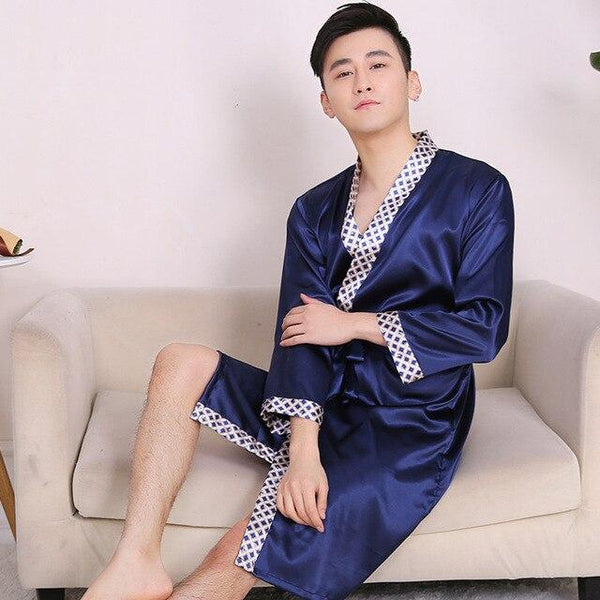 2019 summer nightgown men robe pajamas silk satin long sleeve bathrobe lounge arabe kurtas dress shirt gown masculina islamic