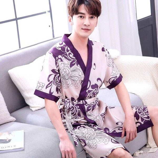 2019 summer faux silk mens robe dressing gown for man sleepwear mens kimono male night gowns men pajamas dragon bathrobe