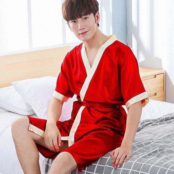 2019 summer faux silk mens robe dressing gown for man sleepwear mens kimono male night gowns men pajamas dragon bathrobe