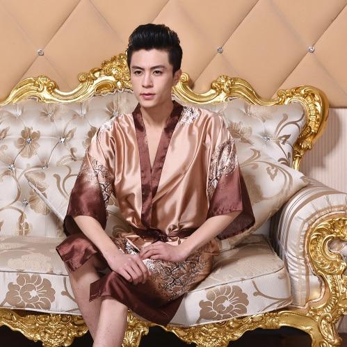 2019 summer men luxury silk flannel spa bathrobe mens long kimono bath robe male bathrobes warm night dressing gown