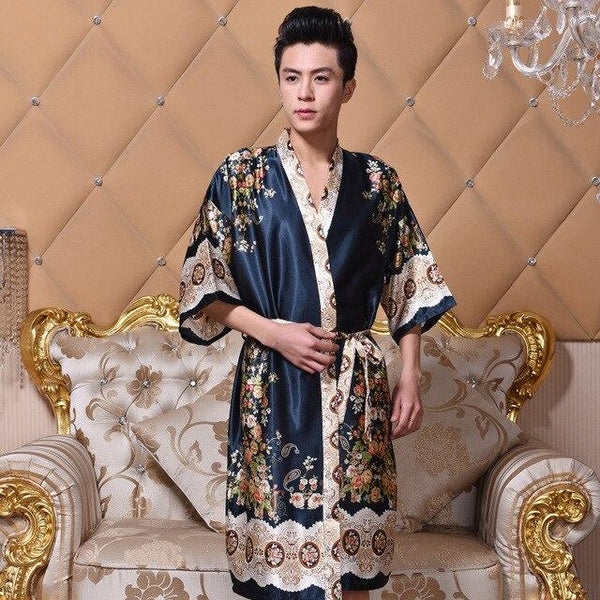 2019 summer men luxury silk flannel spa bathrobe mens long kimono bath robe male bathrobes warm night dressing gown