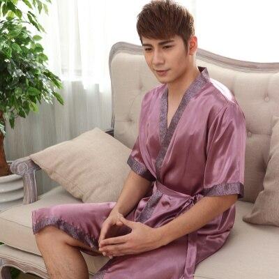 2019 summer men luxury silk flannel spa bathrobe mens long kimono bath robe male bathrobes warm night dressing gown