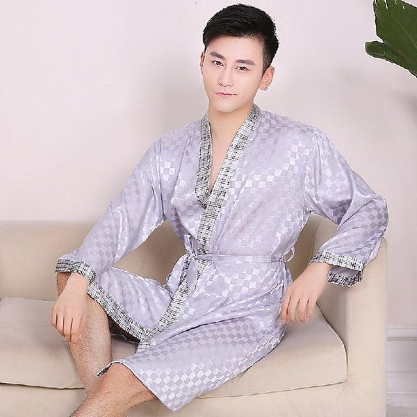 2019 summer men luxury silk flannel spa bathrobe mens long kimono bath robe male bathrobes warm night dressing gown
