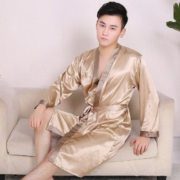 2019 summer men luxury silk flannel spa bathrobe mens long kimono bath robe male bathrobes warm night dressing gown