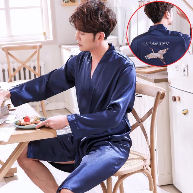 2019 summer arrival lovers luxury silk flannel long bathrobe mens kimono bath robe men women night dressing gown male bathrobes