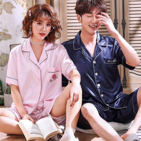 2019 satin silk pajamas shorts for men sleepwear male pajama set soft nightgown men pyjamas sleep couple pajamas floral print