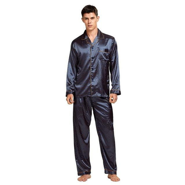 Tony&Candice Men's Stain Silk Pajama Set Men Pajamas Silk Sleepwear Men Sexy Modern Style Soft Cozy Satin Nightgown Men Summer
