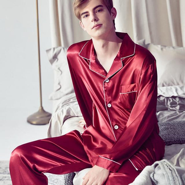 2019 pijama men pajamas set breathable soft silk homewear striped tops +pants nightgown pyjamas comfy men sleepwear set