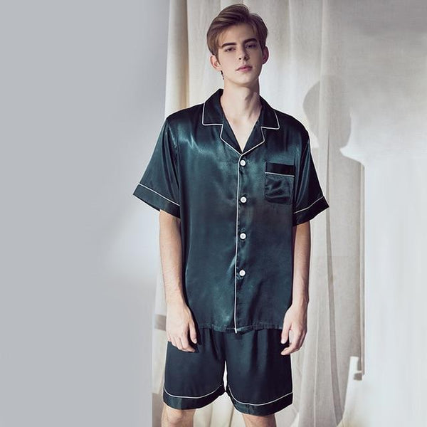 2019 pijama men pajamas set breathable soft silk homewear striped tops +pants nightgown pyjamas comfy men sleepwear set