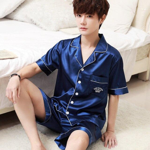 2019 pijamas pijama hombre men stain silk pajama set men pajamas silk sleepwear men modern style soft cozy satin nightgown men