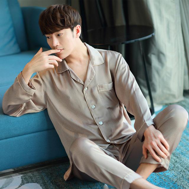 2019 summer satin silk pajamas shorts for men rayon silk sleepwear male pajama set soft nightgown for men pyjamas