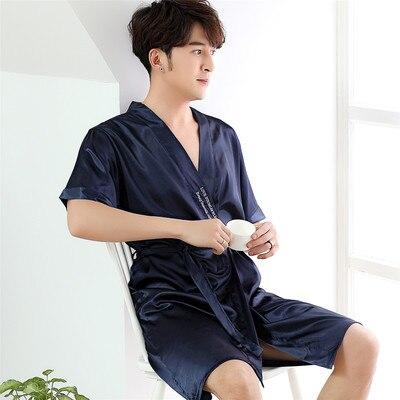 2019 summer satin silk pajamas shorts for men sleepwear male pajama set soft nightgown for men pyjamas sleep lounge big