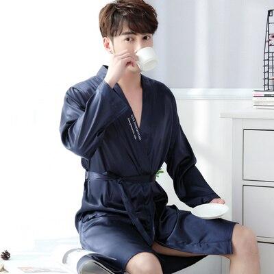 2019 summer satin silk pajamas shorts for men sleepwear male pajama set soft nightgown for men pyjamas sleep lounge big