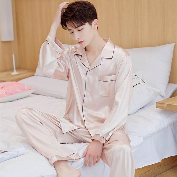 2019 summer satin silk pajamas shorts for men sleepwear male pajama set soft nightgown for men pyjamas sleep lounge big