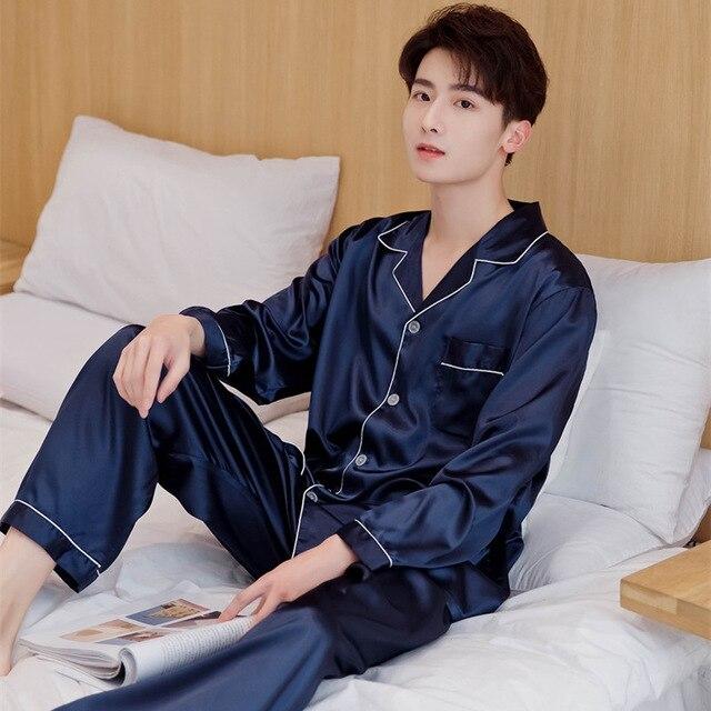 2019 summer satin silk pajamas shorts for men sleepwear male pajama set soft nightgown for men pyjamas sleep lounge big