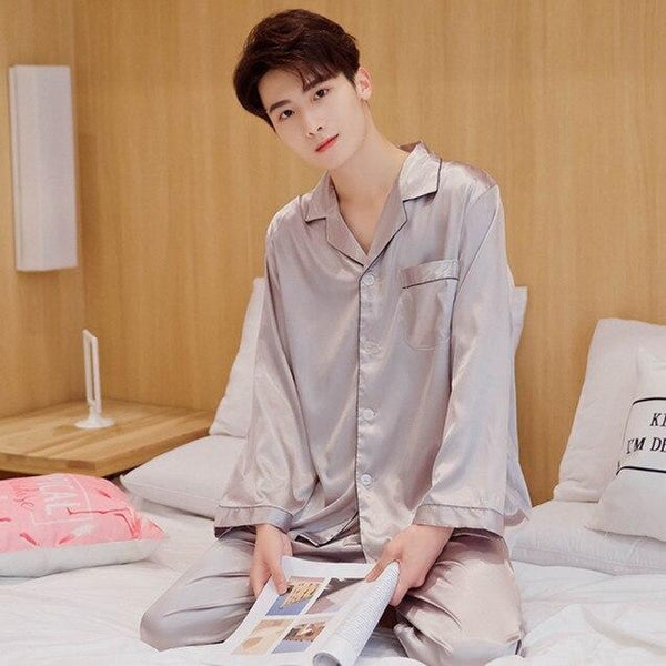 2019 summer satin silk pajamas shorts for men sleepwear male pajama set soft nightgown for men pyjamas sleep lounge big