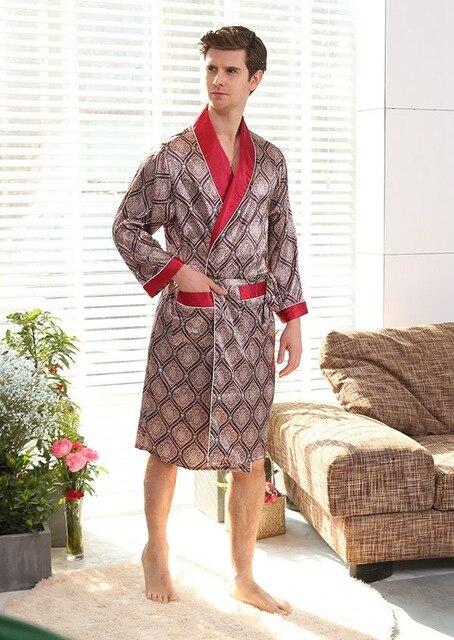 Luxury Designer Men's Silk Kimono Robe Plus 5XL Long Sleeve Sleepwear Bathrobe Oversized Satin Nightgown Summer Home Clothing