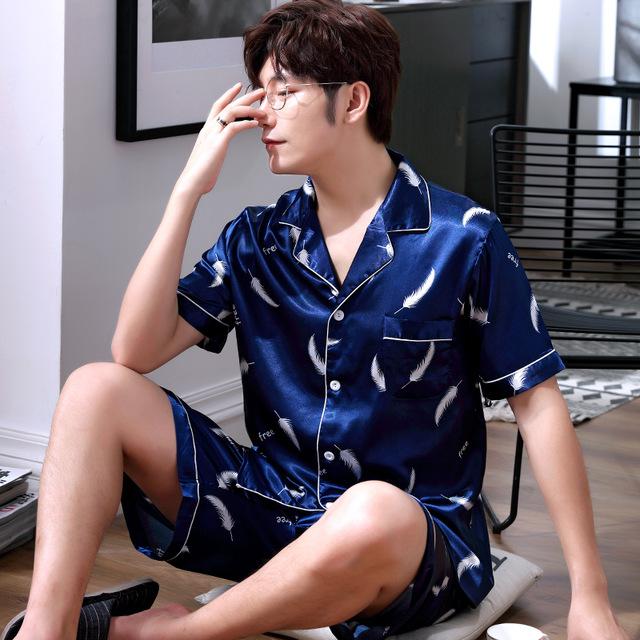 2019 satin silk pajamas long for men sleepwear male pajama set soft nightgown for men pyjamas sleep floral print pijama hombre