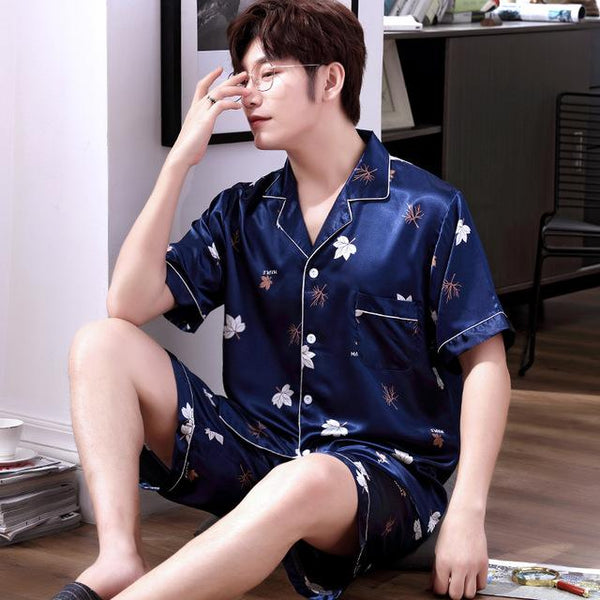 2019 satin silk pajamas long for men sleepwear male pajama set soft nightgown for men pyjamas sleep floral print pijama hombre