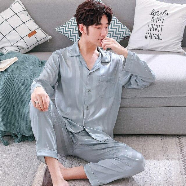 2019 summer satin silk pajamas long for men sleepwear male pajama set soft nightgown for men pyjamas sleep lounge big