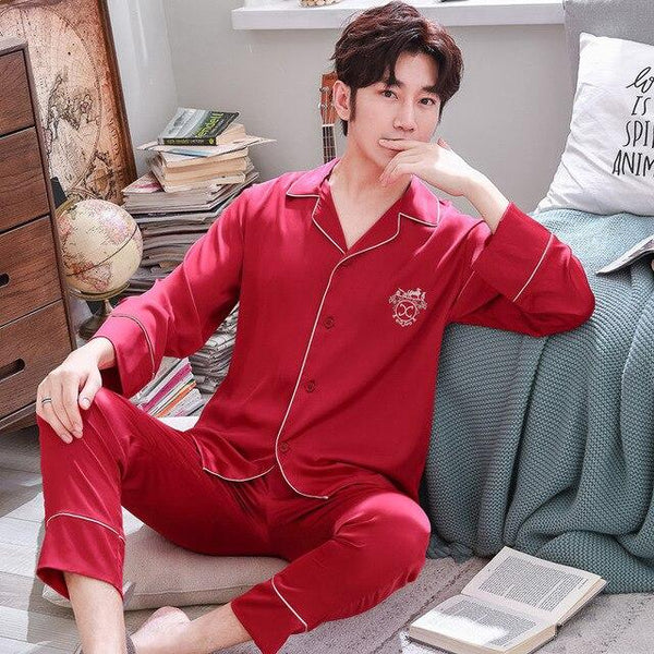 2019 summer satin silk pajamas long for men sleepwear male pajama set soft nightgown for men pyjamas sleep lounge big