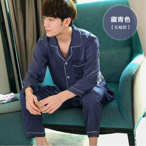 2019 summer satin silk pajamas long for men sleepwear male pajama set soft nightgown for men pyjamas sleep lounge big