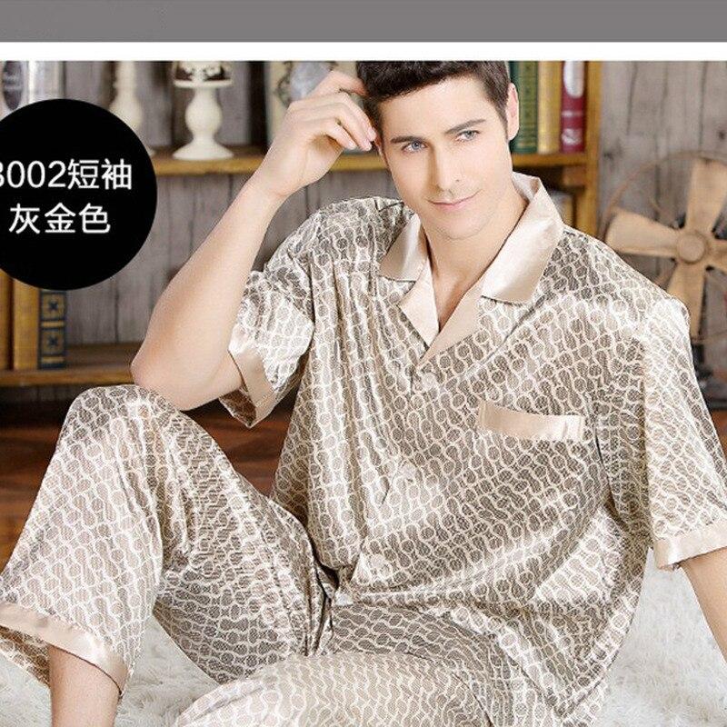 2019 new summer Silk Short Sleeve Pajama Set Pajamas Sleepwear Silk Nightgown Home Stian Soft Cozy Thin Coat Pants Housewear