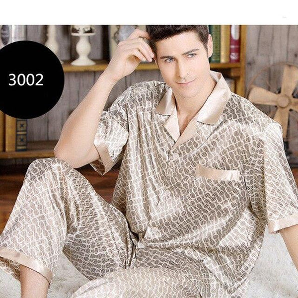 2019 new summer Silk Short Sleeve Pajama Set Pajamas Sleepwear Silk Nightgown Home Stian Soft Cozy Thin Coat Pants Housewear