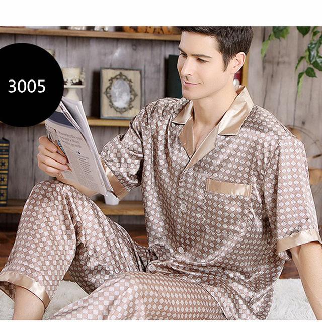 2019 new summer Silk Short Sleeve Pajama Set Pajamas Sleepwear Silk Nightgown Home Stian Soft Cozy Thin Coat Pants Housewear