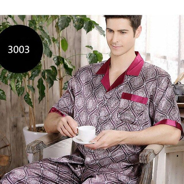 2019 new summer Silk Short Sleeve Pajama Set Pajamas Sleepwear Silk Nightgown Home Stian Soft Cozy Thin Coat Pants Housewear