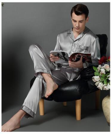 Luxury Spring Mens Silk Pajama Set Pajamas Men Sleepwear Modern Style Silk Nightgown Home Male Satin Soft Cozy For Sleeping