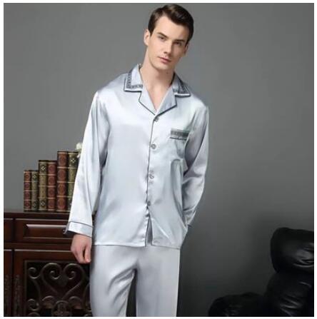 Luxury Spring Mens Silk Pajama Set Pajamas Men Sleepwear Modern Style Silk Nightgown Home Male Satin Soft Cozy For Sleeping