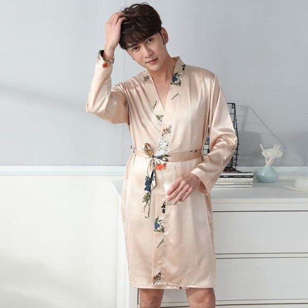 2PCS Sexy Couples Silk Satin Robe Set for Women 2019 Spring Long Sleeve Nightgown Sleepwear Men Bathrobe Femme Lovers Nightdress