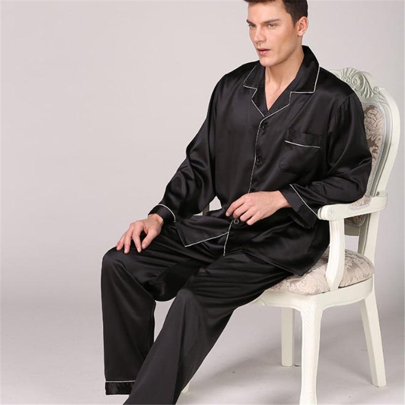 Men's Stain Silk Pajama Set Men Pajamas Silk Sleepwear Long Sleeves Home Clothing Pijamas Soft Cozy Satin Nightgown Spring