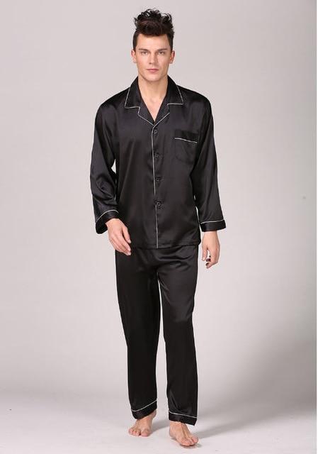 Men's Stain Silk Pajama Set Men Pajamas Silk Sleepwear Long Sleeves Home Clothing Pijamas Soft Cozy Satin Nightgown Spring