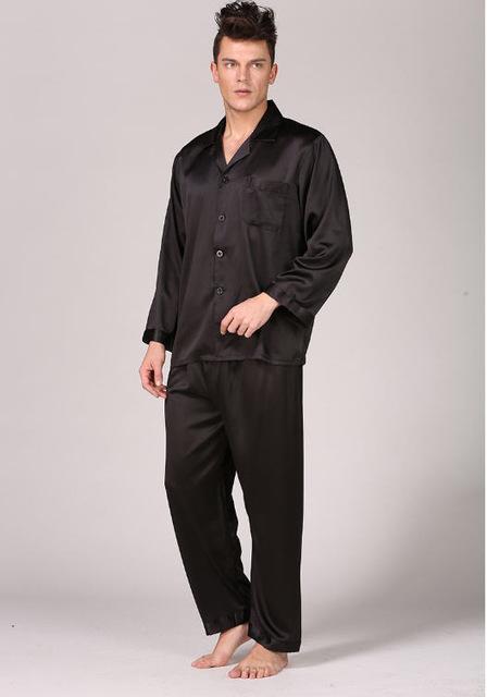 Men's Stain Silk Pajama Set Men Pajamas Silk Sleepwear Long Sleeves Home Clothing Pijamas Soft Cozy Satin Nightgown Spring