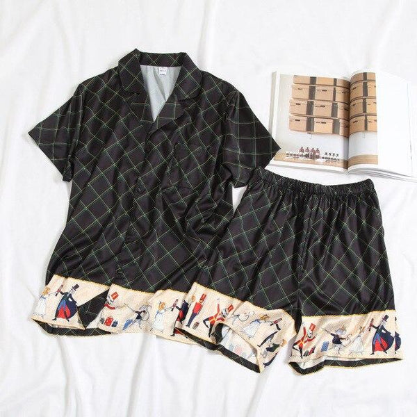 2019 mens stain silk pajama set pajamas men sleepwear modern style silk nightgown home male satin couple pajamas floral print