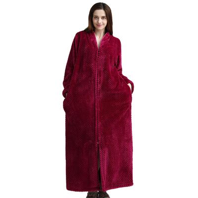 women dress red Winter Flannel Sexy Women plus size long sleeve thick Pregnant long Sleepwear Bathrobe men loose nightgown