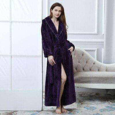 XL Free shipping Winter Flannel Sexy Women Robes plus size long sleeve warm long Sleepwear Female Bathrobe men Clothes nightgown