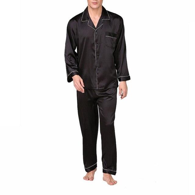 Laamei Pijama Hombre Men's Classic Pajamas Sleepwear Pajama Set Nightgown Men's Silk Solid Color Home Service
