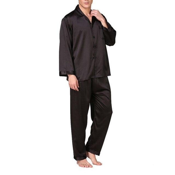Laamei Pijama Hombre Men's Classic Pajamas Sleepwear Pajama Set Nightgown Men's Silk Solid Color Home Service